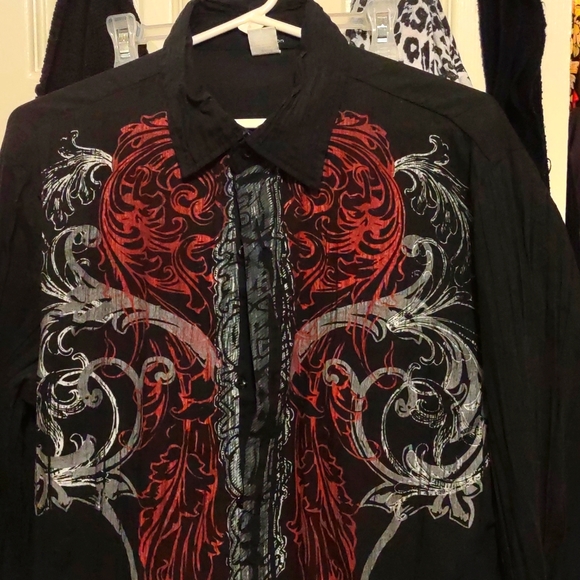 POP ICON CLOTHING Shirts Pop Icon Black With Tribal Dress Shirt